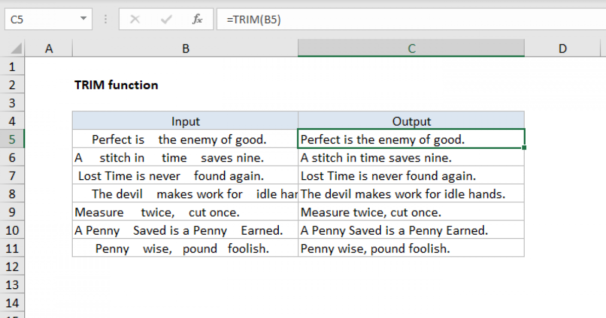 How To Trim Spaces In Excel Formula